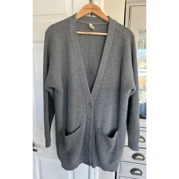 Athleta West End Oversized Cardigan Pockets Grey Women's M - Picture 2 of 13